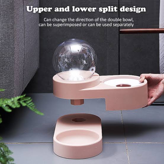 Pet Automatic Bubble Water Dispenser & Food Bowl