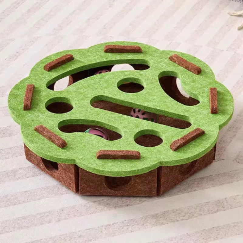 Pet Cat Puzzle Maze Holes Toys Felt Box with Bell Ball Kitten Playing Toys Interactive Funny Cat Supplies