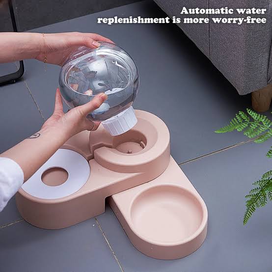 Pet Automatic Bubble Water Dispenser & Food Bowl